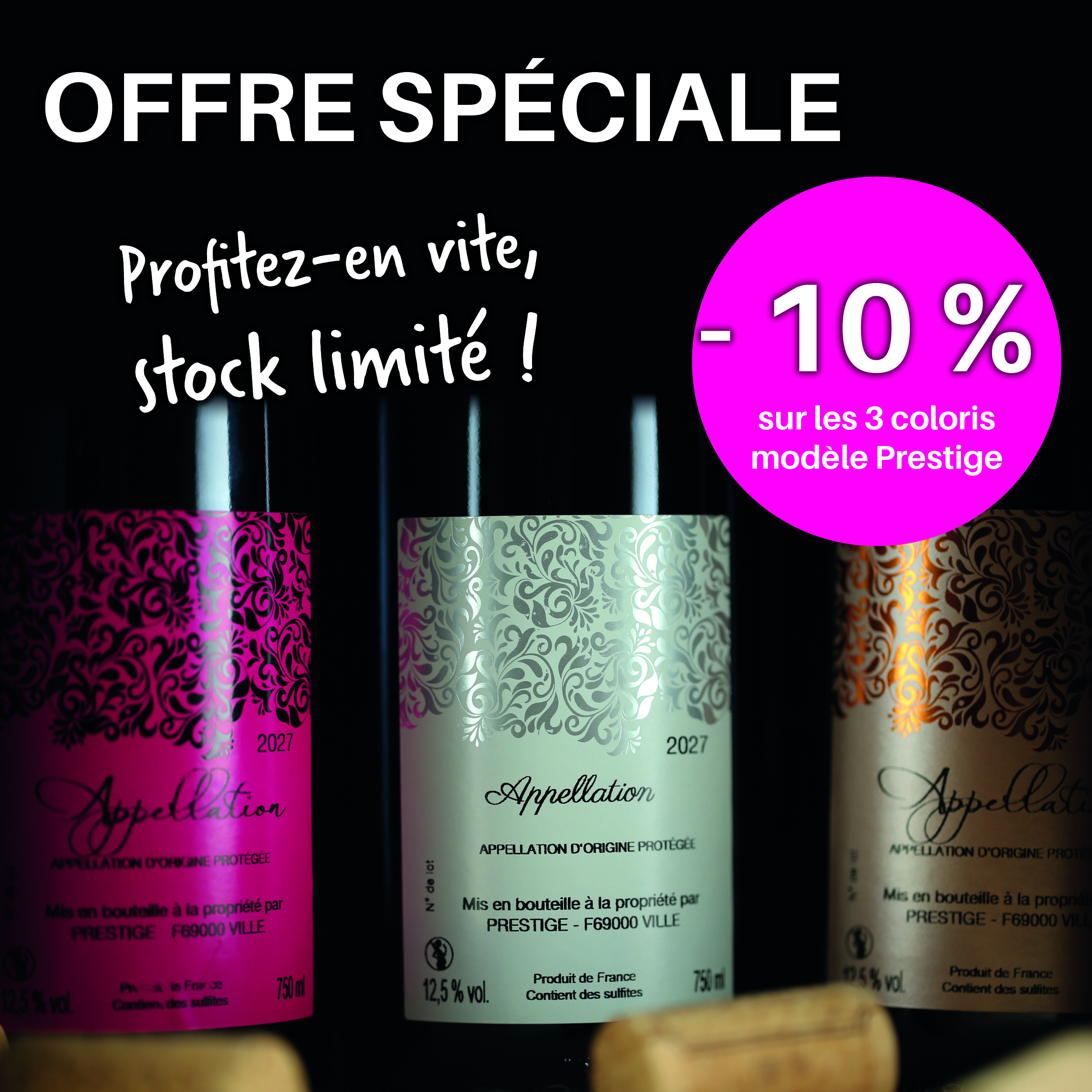 Offre spéciale : -10% sur les 3 coloris du modèle Prestige